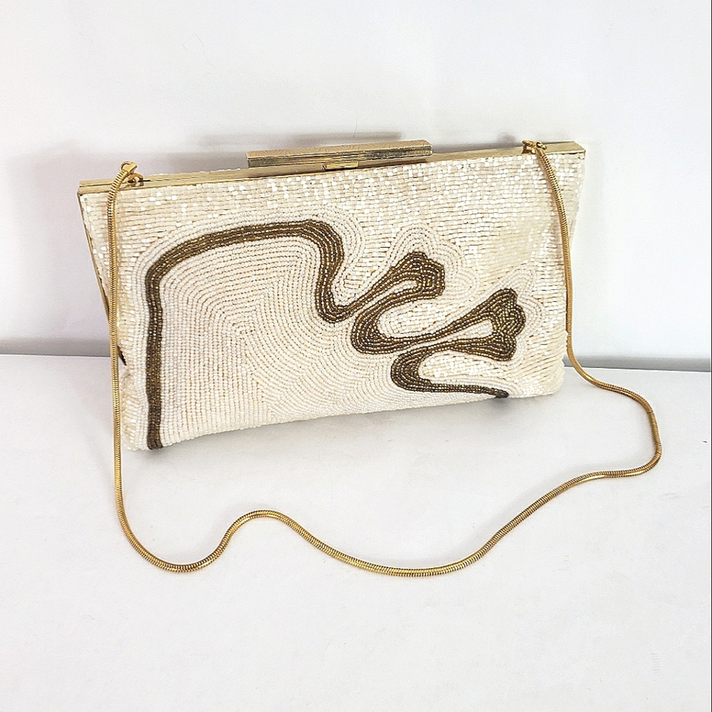 Vintage Delill beaded evening bag Convertible clutch hinged